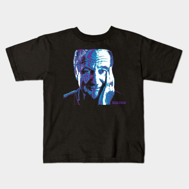 Black Tee - Robin Williams Portrait Kids T-Shirt by VagabondTheArtist